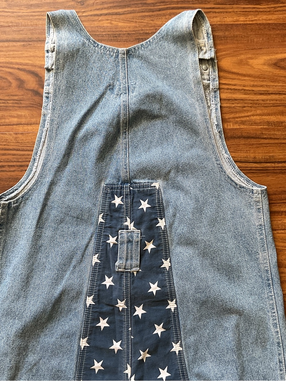 Vintage 90s Contempo Casuals Denim Overalls M American Flag Stars Stripes - Picture 8 of 11